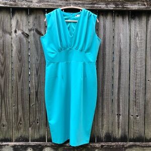 Daisy Dapper Retro Sheath Dress Size XXL Turquoise Sleeveless Pinup